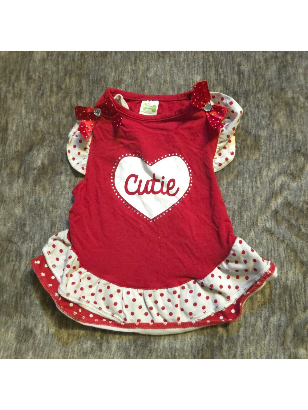 Wag-a-Tude Red Cutie Dog Dress with Polka Dot Ruffles